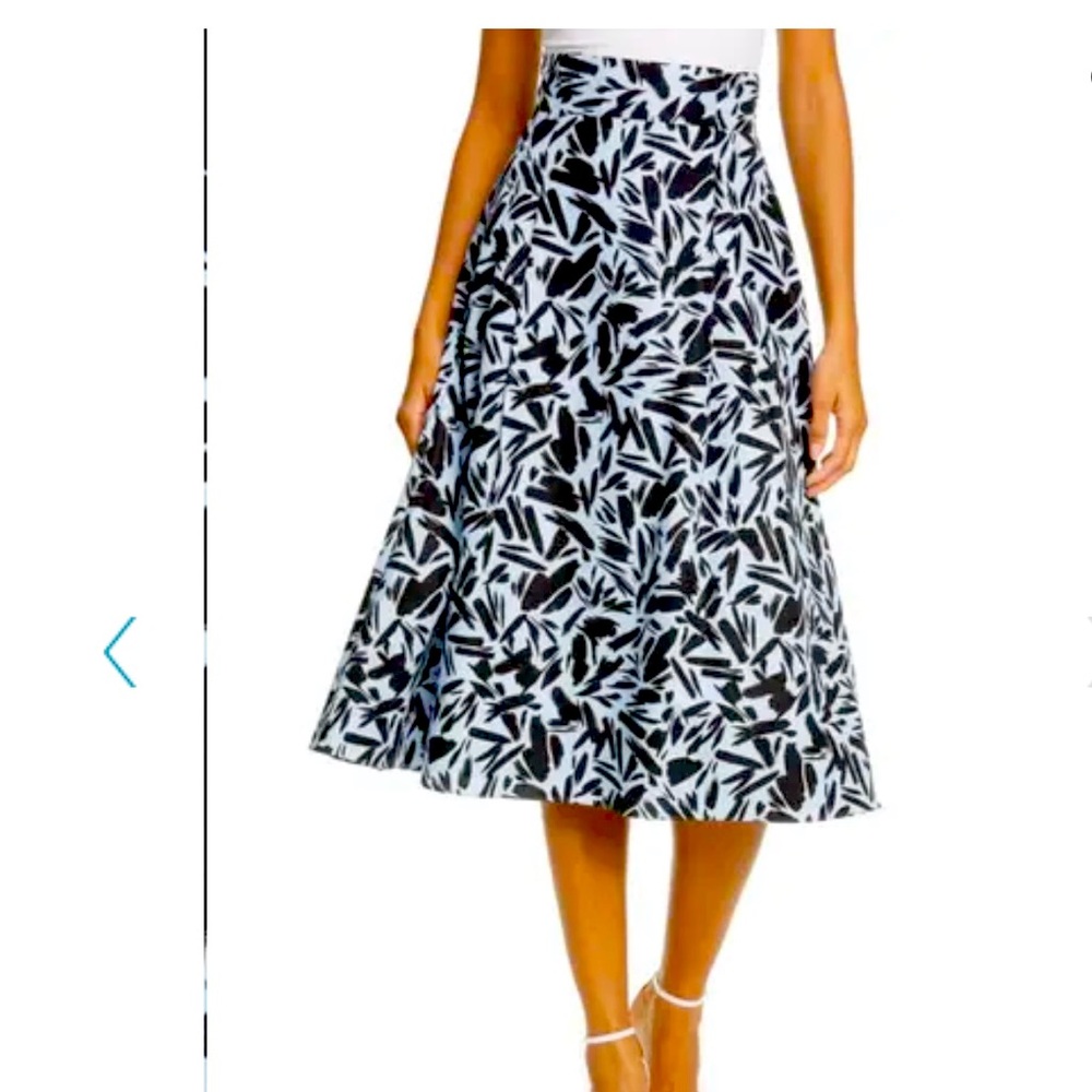 Veronica Beard Monochrome Leaf A-Line Skirt